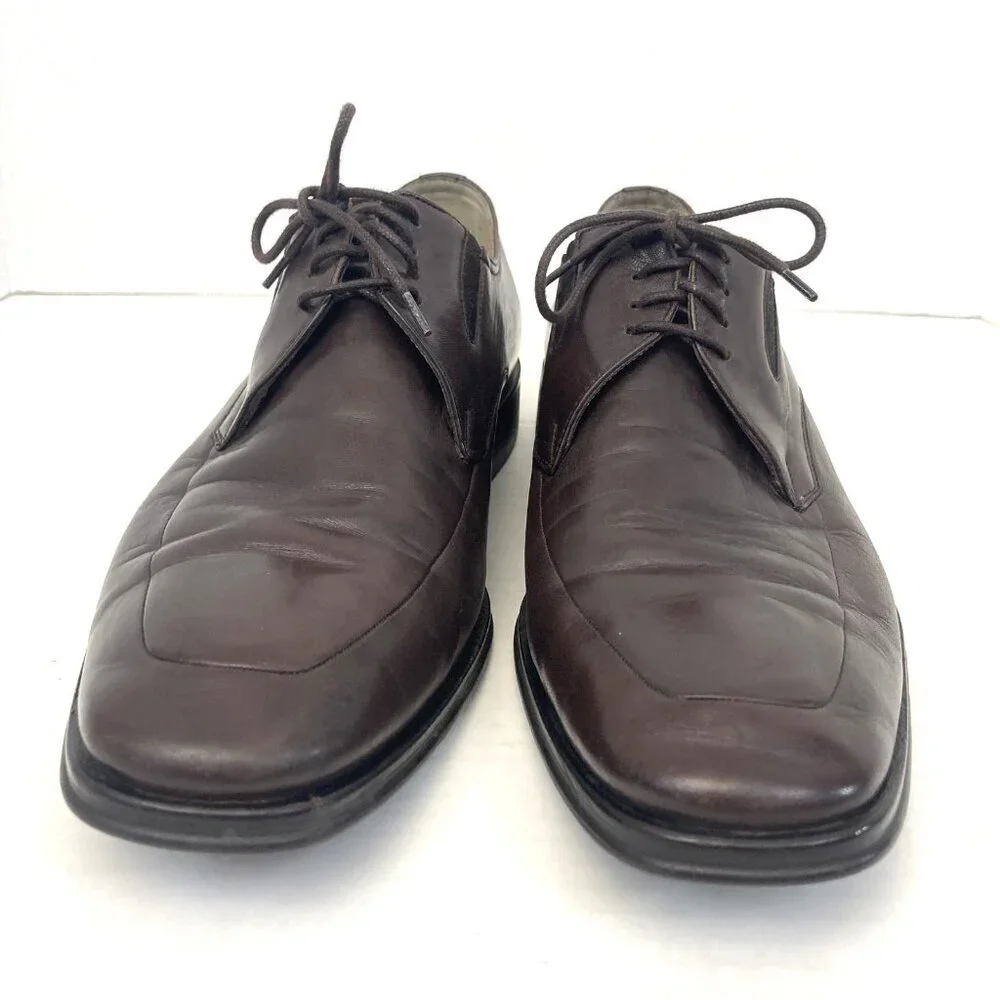 Bruno Magli Leather Lace Up Dress‎ Shoes Mens Size 8.5 Brown Rununcolo Oxford